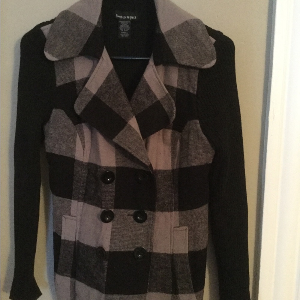 Plaid sweater jacket